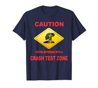 Caution You are Entering Into a Crash Test Zone Dummy Sign T-Shirt, Men, Navy Blue, 5X-Large