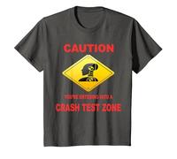 Caution You are Entering Into a Crash Test Zone Dummy Sign T-Shirt, Youth, Asphalt Grey, X-Small