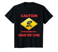 Caution You are Entering Into a Crash Test Zone Dummy Sign T-Shirt, Youth, Black, X-Small