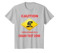 Caution You are Entering Into a Crash Test Zone Dummy Sign T-Shirt, Youth, Silver Grey, 3T