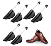 CAUTIOUS Shoe Stretcher for Men, 3 Pairs Adjustable Shoe Rails Shoe Carrier, Plastic Material, Size 38-46 Shoe Tree (Black), Unisex, 7-12 UK