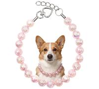Cauvopaw Chunky Elegant Faux Pearl Necklace (20mm/0.75 Inch Big Beads), Adjustable Pet Faux Pearl Collar for Medium/Large Dogs Daily Wear & Party Jewelry Pink L