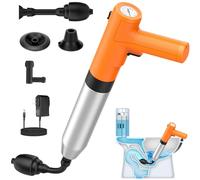 cauzyart Toilet Plunger, Electric Sink Plunger for Bathroom, High Pressure Toilet Snake Drain Clog Remover with Holder for Bathroom, Floors, Shower