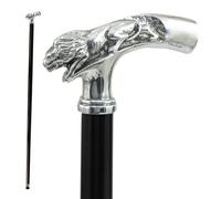 Cavagnini Collectible Walking Sticks In Wood And Solid Handle In Chiseled Solid Metal, Made In Italy