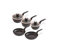 5pc Pan Set By TowerT800232BLK Cavaletto Non-Stick Black & Rose Gold