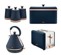 Cavaletto Kettle 2-Slice Toaster Bread Bin Canisters Set Midnight Blue/Rose Gold ompliant]