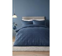 Serene - Dark Blue Floral Embroidery Duvet Cover - Single Bedding Size (140 x 200cm) - Luxury Bedding - Soft Touch - Pinsonic/Ultrasonic Pattern - Navy Blue Embossed Duvet - Cavili Collection