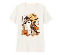 Cavalier Charles King Spaniel Ghost Dog Witch Hat Halloween Premium T-Shirt