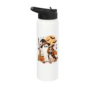 Cavalier Charles King Spaniel Ghost Dog Witch Hat Halloween Stainless Steel Insulated Water Bottle