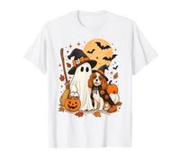 Cavalier Charles King Spaniel Ghost Dog Witch Hat Halloween T-Shirt