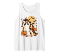Cavalier Charles King Spaniel Ghost Dog Witch Hat Halloween Tank Top