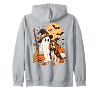 Cavalier Charles King Spaniel Ghost Dog Witch Hat Halloween Zip Hoodie