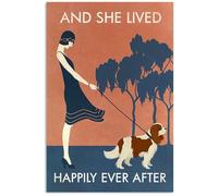 Cavalier King Charles And She Lived Happily Ever After Anniversary Birthday Christmas Home Decor Poster For Home Cafe Bar Garage Metal Sign 8X12 Inches