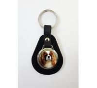 Cavalier King Charles Dog On A Leather Key Fob Keyring N487