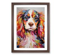 Cavalier King Charles Spaniel Abstract Framed Print | A2 Walnut Framed Wall Art | Ready to Hang | Abstract Animal Picture | Living Room Bedroom Lounge Office