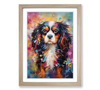 Cavalier King Charles Spaniel Abstract No.2 Framed Print | A2 Oak Framed Wall Art | Ready to Hang | Abstract Animal Picture | Living Room Bedroom Lounge Office