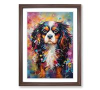 Cavalier King Charles Spaniel Abstract No.2 Framed Print | A2 Walnut Framed Wall Art | Ready to Hang | Abstract Animal Picture | Living Room Bedroom Lounge Office