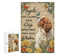 Cavalier King Charles Spaniel Angel "Don't Always Have Wings" 1000 Piece Puzzle - Heartwarming Dog Portrait with Inspirational Message, Perfect Puzzle for Dog Lovers, Finished Size 30 x 20 Inches
