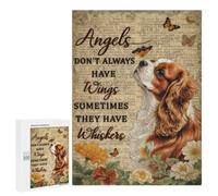 Cavalier King Charles Spaniel Angel Themed Puzzle 500 Pieces - Heartwarming Dog Portrait with Inspirational Message, Relaxing Puzzle for Dog Lovers, Finished Size 21 x 15 Inches
