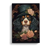 Cavalier King Charles Spaniel Art Deco No.3 Canvas Print | Gallery Wrapped 30mm Frame Wall Decor | 30x20 inches | Ready to Hang | Art Deco People Picture | Living Room Bedroom Lounge Office