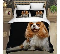 Cavalier King Charles Spaniel Bedding King Animal Pet Duvet Cover Set 3 Piece Microfiber Lightweight Quilt Cover Luxury Bedroom Decor Bedspread Cover With Zipper Closure 2 PillowCases 220X230cm
