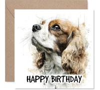Cavalier King Charles Spaniel Birthday Card for Men Women - Dog Breeds - Happy Birthday Card for Grandma Cousin Husband Nanny, 145mm Bday Greeting Cards
