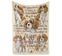 Cavalier King Charles Spaniel Blanket Gifts for Dog Lover & Owner, Cavalier Gifts for Women & Men, Dog Mom & Dad, Soft Flannel Blanket, 65 x 50 inches