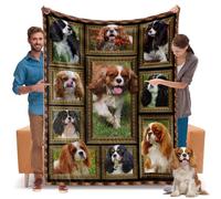 Cavalier King Charles Spaniel Blanket Gifts for Women Men, Cozy Fuzzy Soft Throw Blanket for Couch Bed Sofa, Warm Flannel Fleece Blanket Twin Size 60" X 80", Lightweight Travel Blankets and Throws