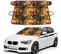 Cavalier King Charles Spaniel Brown Curly Dogs, Car Windshield Cover, Protective Windscreen Cover - Snow Ice Sun UV Dust Water Resistant - Fit for Most Cars