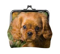 Cavalier King Charles Spaniel Brown Curly Dogs, PU Leather Coin Purse, Small Wallets, Change Pouch with Kiss Lock Clasp Buckle, Change Purse