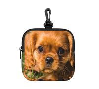 Cavalier King Charles Spaniel Brown Curly Dogs, Square Zipper Storage Bag, Neoprene Coin Purse, Small Wallets, Change Pouch, Change Purse