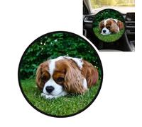 Cavalier King Charles Spaniel Brownish White, 17.7 in Steering Wheel Sun Shade Cover, Anti-Heat Aluminum Foil Steering Wheel Cover