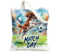 Cavalier King Charles Spaniel Canvas Tote Bag for Shopping 13 * 15, Watercolor Football Field Reusable Grocery Shoulder Cloth Bag for Women, Dog Painting Gift Decoration