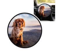 Cavalier King Charles Spaniel Coast Pets Dogs, 17.7 in Steering Wheel Sun Shade Cover, Anti-Heat Aluminum Foil Steering Wheel Cover