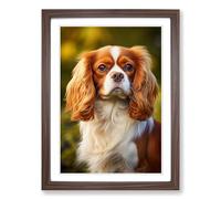 Cavalier King Charles Spaniel Colour Field Framed Print | A2 Walnut Framed Wall Art | Ready to Hang | Modern Animal Picture | Living Room Bedroom Lounge Office