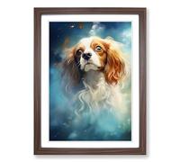 Cavalier King Charles Spaniel Conceptual Framed Print | A2 Walnut Framed Wall Art | Ready to Hang | Modern Animal Picture | Living Room Bedroom Lounge Office