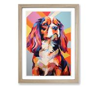 Cavalier King Charles Spaniel Constructivism Framed Print | A2 Oak Framed Wall Art | Ready to Hang | Modern Animal Picture | Living Room Bedroom Lounge Office