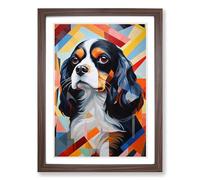 Cavalier King Charles Spaniel Constructivism No.2 Framed Print | A2 Walnut Framed Wall Art | Ready to Hang | Modern Animal Picture | Living Room Bedroom Lounge Office