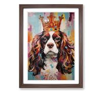 Cavalier King Charles Spaniel Contemporary Framed Print | A2 Walnut Framed Wall Art | Ready to Hang | Contemporary Animal Picture | Living Room Bedroom Lounge Office