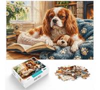 Cavalier King Charles Spaniel Cozy Reading Jigsaw Puzzle, 1000 Piece | For a puzzle gift at Christmas: Adult jigsaw puzzle with 1000 pieces offers a screen-free activity for the Christmas break.