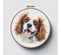 Cavalier King Charles Spaniel Cross Stitch Kits for Beginners Adults,11 CT Patterns Dimensions Embroidery Kits Arts Craft Kits, Home Decor 13.7 x 13.7in,35x35cm（26412）-20A