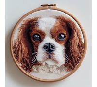 Cavalier King Charles Spaniel Cross Stitch Kits for Beginners Adults,11 CT Patterns Dimensions Embroidery Kits Arts Craft Kits, Home Decor 13.7 x 13.7in,35x35cm（26412）-25A