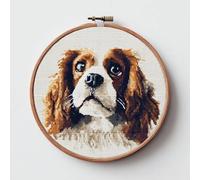 Cavalier King Charles Spaniel Cross Stitch Kits for Beginners Adults,11 CT Patterns Dimensions Embroidery Kits Arts Craft Kits, Home Decor 13.7 x 13.7in,35x35cm（26412）-21A