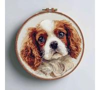 Cavalier King Charles Spaniel Cross Stitch Kits for Beginners Adults,11 CT Patterns Dimensions Embroidery Kits Arts Craft Kits, Home Decor 13.7 x 13.7in,35x35cm（26412）-22A