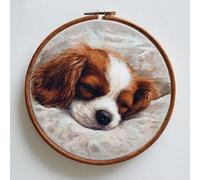 Cavalier King Charles Spaniel Cross Stitch Kits for Beginners Adults,11 CT Patterns Dimensions Embroidery Kits Arts Craft Kits, Home Decor 13.7 x 13.7in,35x35cm（26412）-34A