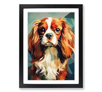 Cavalier King Charles Spaniel Cubism Framed Print | A2 Black Framed Wall Art | Ready to Hang | Cubist Animal Picture | Living Room Bedroom Lounge Office