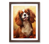 Cavalier King Charles Spaniel Digital No.2 Framed Wall Art Print, Ready to Hang Picture for Living Room Bedroom Home Office, Walnut A2 (48 x 66 cm)