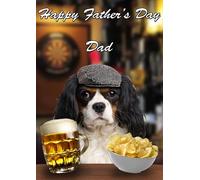 Cavalier King Charles Spaniel Dog A5 Greeting Card Father's Day Pub Pint codePC73