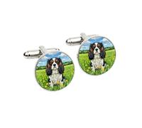 Cavalier King Charles Spaniel Dog Cufflinks for Men | Unique Animal Artwork Accessory | Dog Lover Present | Handmade Gift Boxed Cufflinks | Illustrated Cavalier King Charles Design Gift