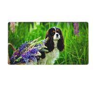Cavalier King Charles Spaniel Dog Lupin Flowers,Mouse Pad Large Desk Pad Computer Keyboard Mouse Mat with Non Slip Rubber Base 40 x 70 cm